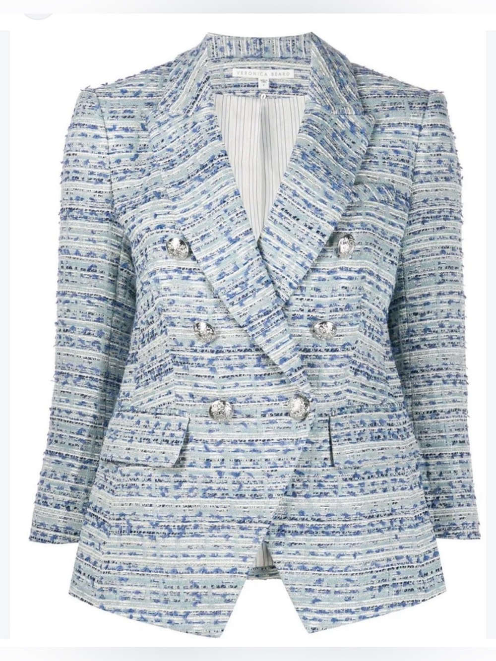Veronica Beard Empire Tweed Double-Breasted Dickey Jacket Size 6